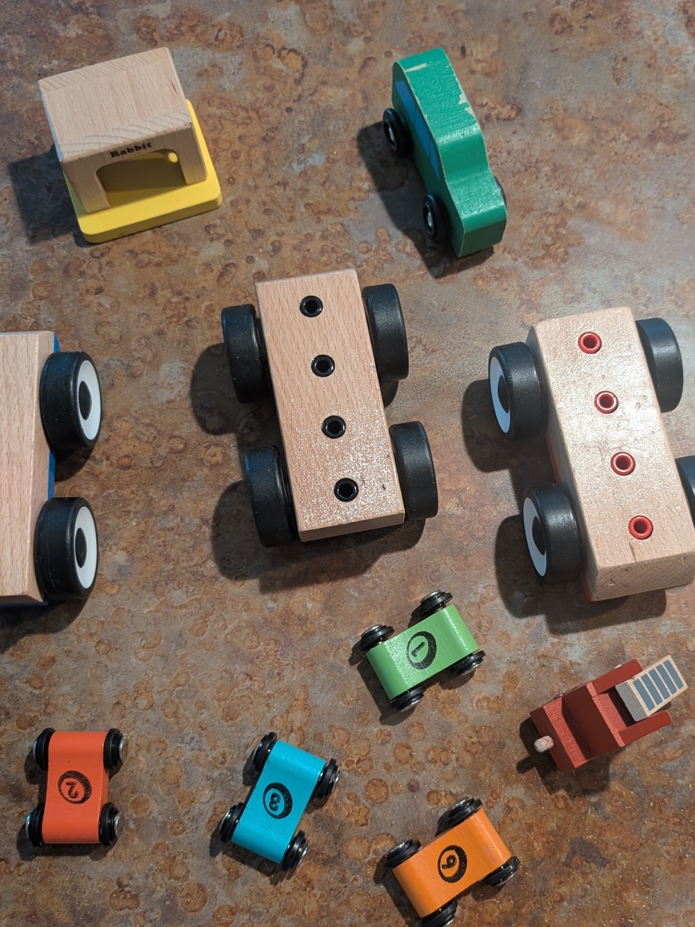 Wooden Toy Car Set - Assorted Green, Blue, Orange, Yellow IKEA And Hape Brands
